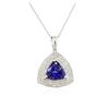 Image 2 : 14KT White Gold 2.91 ctw Tanzanite and Diamond Pendant With Chain