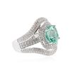 Image 2 : 18KT White Gold 3.87 ctw Emerald and Diamond Ring