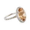 Image 2 : 14KT White Gold 5.34 ctw Orange Tourmaline and Diamond Ring