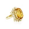 Image 2 : 14KT Yellow Gold 8.45 ctw Citrine Quartz and Diamond Ring