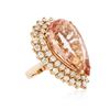 Image 2 : 14KT Rose Gold GIA Certified 25.97 ctw Morganite and Diamond Ring