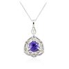 Image 2 : 14KT White Gold 5.64 ctw Tanzanite and Diamond Pendant With Chain