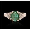 Image 1 : 14KT Rose Gold 1.21 ctw Emerald and Diamond Ring