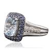 Image 2 : 14KT White Gold 2.42 ctw Aquamarine, Blue Sapphire and Diamond Ring