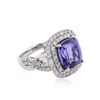 Image 2 : 14KT White Gold 5.84 ctw Tanzanite and Diamond Ring