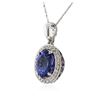 Image 2 : 18KT White Gold 7.20 ctw Tanzanite and Diamond Pendant With Chain