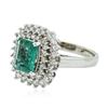 Image 2 : 14KT White Gold 1.20 ctw Emerald and Diamond Ring