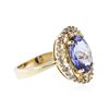 Image 2 : 14KT Yellow Gold 2.45 ctw Tanzanite and Diamond Ring