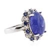 Image 2 : 14KT White Gold 13.88 ctw Tanzanite, Sapphire and Diamond Ring