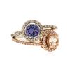 Image 2 : 14KT Two-Tone Gold 1.04 ctw Tanzanite, Morganite and Diamond Ring