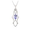 Image 2 : 18KT Gold 1.43 ctw Tanzanite and Diamond Pendant With Chain