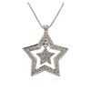 Image 2 : 14KT White Gold 0.70 ctw Diamond Star Pendant With Chain