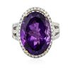 Image 1 : 14KT Two-Tone Gold 12.50 ctw Amethyst and Diamond Ring