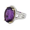 Image 2 : 14KT Two-Tone Gold 12.50 ctw Amethyst and Diamond Ring