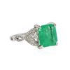 Image 2 : 14KT White Gold 4.24 ctw Emerald and Diamond Ring