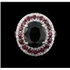 Image 1 : 14KT White Gold 6.45 ctw Sapphire, Ruby and Diamond Ring