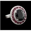 Image 2 : 14KT White Gold 6.45 ctw Sapphire, Ruby and Diamond Ring