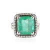 Image 1 : 18KT White Gold 9.14 ctw Emerald and Diamond Ring