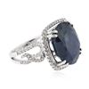 Image 2 : 18KT White Gold 14.09 ctw Sapphire and Diamond Ring