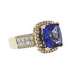 Image 2 : 14KT Yellow Gold 6.50 ctw Tanzanite and Diamond Ring