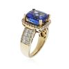 Image 3 : 14KT Yellow Gold 6.50 ctw Tanzanite and Diamond Ring