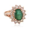 Image 2 : 14KT Rose Gold 2.34 ctw Emerald and Diamond Ring