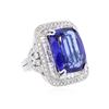 Image 2 : 18KT White Gold GIA Certified 21.75 ctw Tanzanite and Diamond Ring