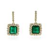 Image 1 : 14KT Yellow Gold 14.74 ctw Emerald and Diamond Earrings