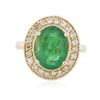 Image 1 : 14KT Yellow Gold 3.09 ctw Emerald and Diamond Ring