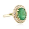 Image 2 : 14KT Yellow Gold 3.09 ctw Emerald and Diamond Ring