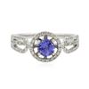 Image 1 : 14KT White Gold 0.67 ctw Tanzanite and Diamond Ring