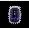 Image 1 : 14KT White Gold GIA Certified 22.54 ctw Tanzanite and Diamond Ring