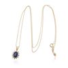 Image 1 : 14KT Yellow Gold 0.50 ctw Sapphire and Diamond Pendant With Chain