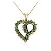 Image 2 : 14KT Yellow Gold 0.80 ctw Emerald and Diamond Pendant With Chain