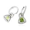 Image 2 : 14KT White Gold 1.62 ctw Peridot and Diamond Earrings