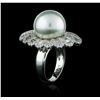 Image 3 : 18KT White Gold Pearl and Diamond Ring