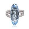 Image 1 : 14KT White Gold 14.00 ctw Blue Topaz and Diamond Ring