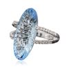 Image 2 : 14KT White Gold 14.00 ctw Blue Topaz and Diamond Ring