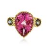 Image 1 : 9KT Yellow Gold 10.90 ctw Pink Topaz and Mystic Topaz Ring