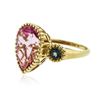 Image 2 : 9KT Yellow Gold 10.90 ctw Pink Topaz and Mystic Topaz Ring