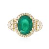 Image 1 : 14KT Yellow Gold 3.25 ctw Emerald and Diamond Ring