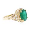 Image 2 : 14KT Yellow Gold 3.25 ctw Emerald and Diamond Ring