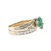 Image 2 : 14KT Yellow Gold 1.00 ctw Emerald and Diamond Ring