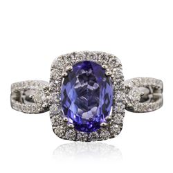 18KT White Gold 1.79 ctw Tanzanite and Diamond Ring