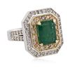 Image 2 : 14KT White Gold 3.75 ctw Emerald and Diamond Ring