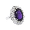 Image 2 : 14KT White Gold 11.35 ctw Amethyst and Diamond Ring