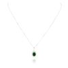 Image 1 : 14KT White Gold 1.77 ctw Emerald and Diamond Pendant With Chain