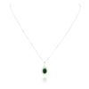 Image 1 : 14KT White Gold 1.77 ctw Emerald and Diamond Pendant With Chain