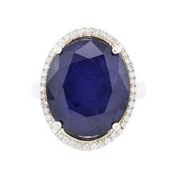 14KT White Gold 14.83 ctw Sapphire and Diamond Ring