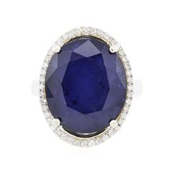 14KT White Gold 14.83 ctw Sapphire and Diamond Ring